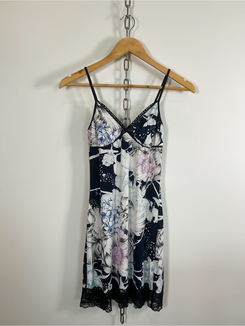 Peter Alexander Y2K Floral Slip Dress w Bow & Lace Trim